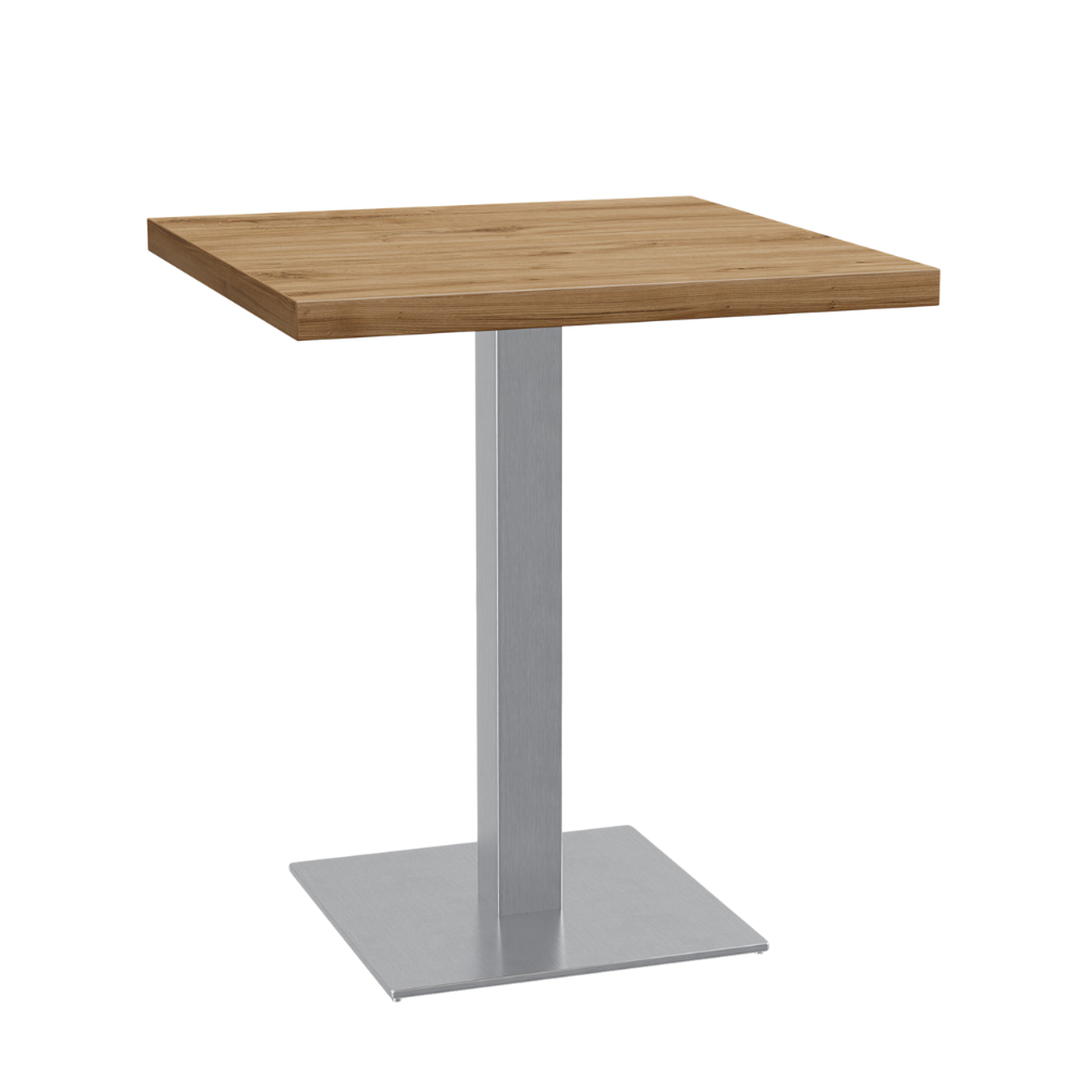 Bistrotisch 70x70 cm | Eiche Rom Natur | Edelstahl Gestell