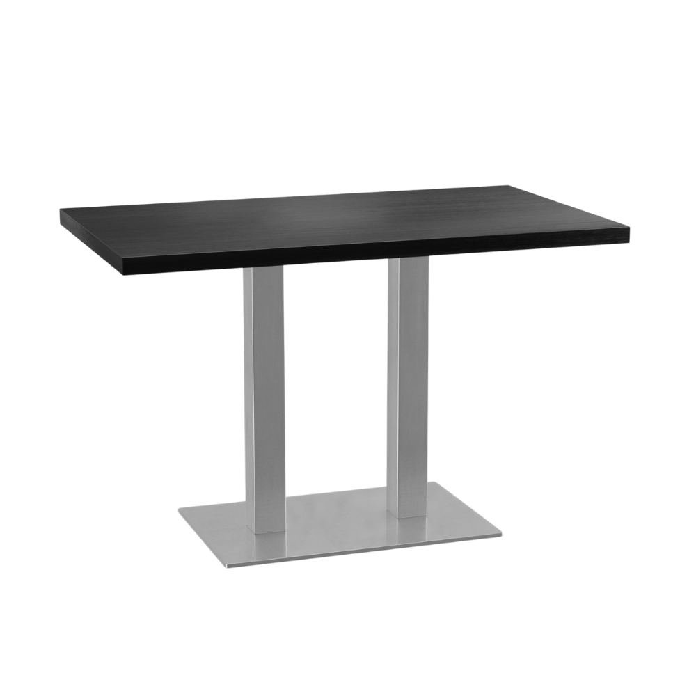 Bistrotisch 120x80 cm | Dunkle Holzoptik | Edelstahl Gestell