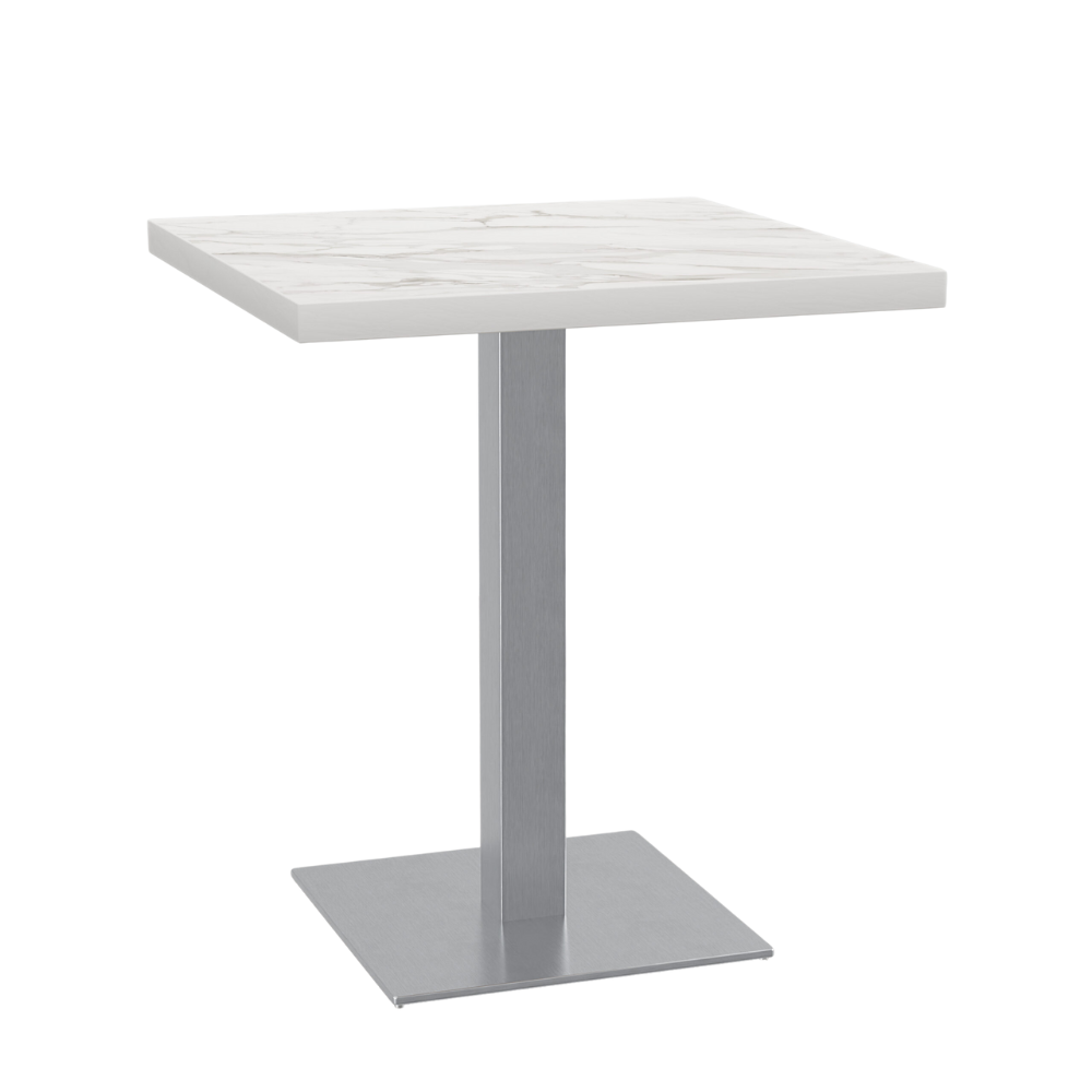 Bistrotisch 60x60 cm | D4448 LV Marmor Weiß | Edelstahl Gestell