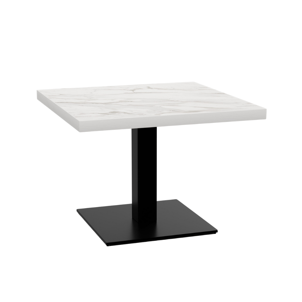 Gastro Loungetisch 70x70 cm | D4448 LV Marmor Weiß | Gusseisengestell | 45 cm Höhe
