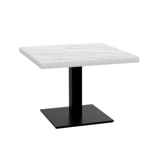 Gastro Loungetisch 60x60 cm | D4448 LV Marmor Weiß | Gusseisengestell | 45 cm Höhe
