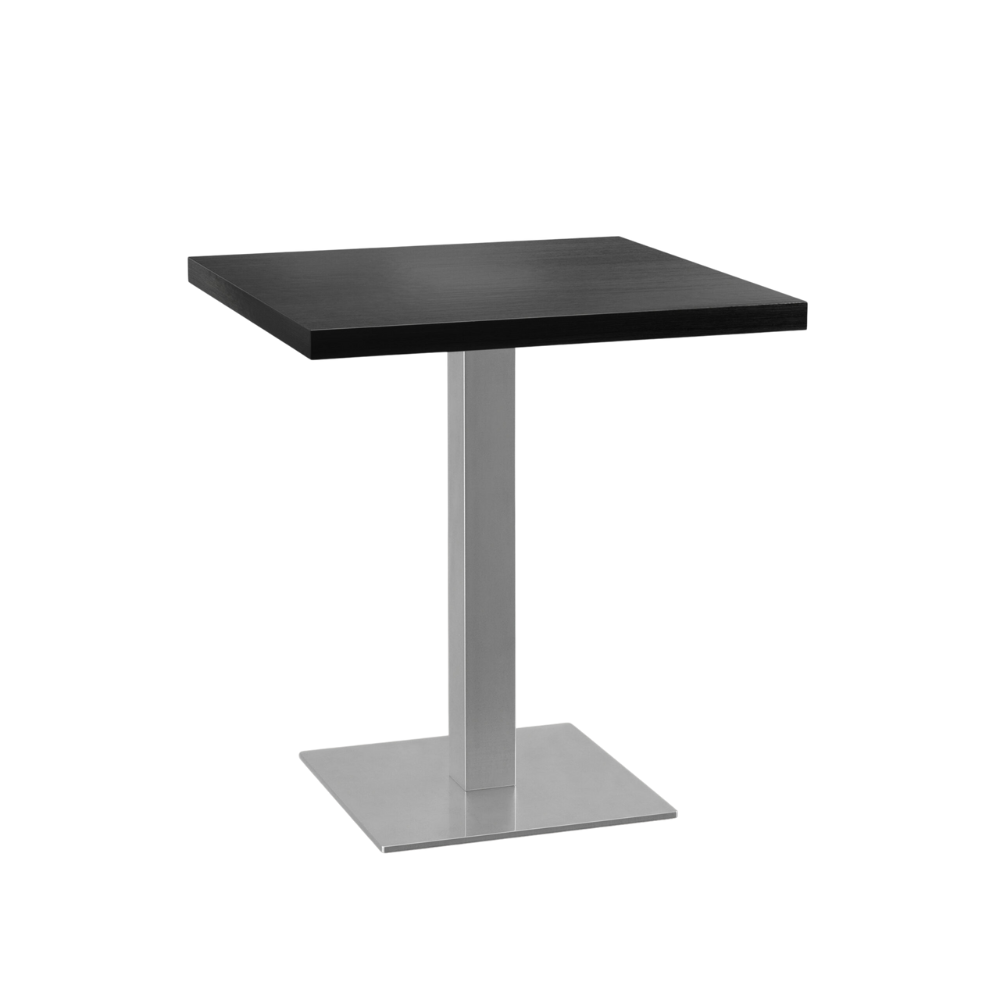 Bistrotisch 60x60 cm | dunkle Holzoptik | Edelstahl Gestell