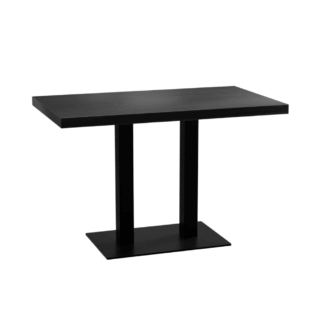 Bistrotisch 140x80 cm | Dunkle Holzoptik | Gusseisen Gestell
