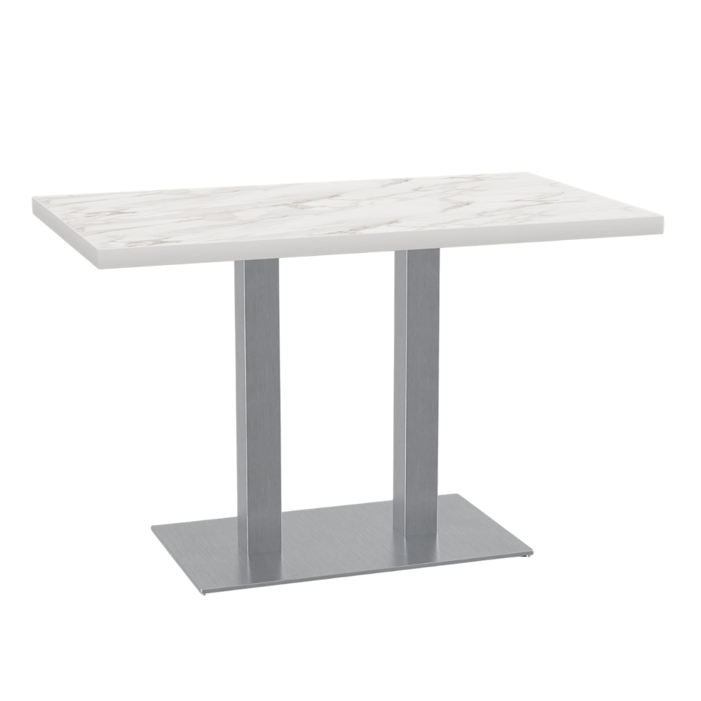 Bistrotisch 120x80 cm | Marmor Weiß | Edelstahl Gestell