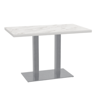 Bistrotisch 110x60 cm | Marmor Weiß | Edelstahl Gestell
